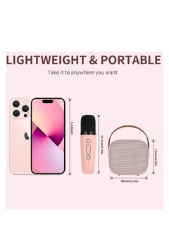 BESTIS Kids Mini Karaoke Machine 2 Wireless Microphones Bluetooth Speaker 18 Pre-Loaded Songs Birthday Gifts with Colorful Lights (Pink)  - Image 2