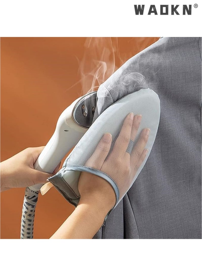 WAOKN Garment Steamer Ironing Glove, Waterproof Anti Steam Mitt with Finger Loop, Complete Care Protective Garment Steaming Mitt, Heat Resistant Gloves for Clothes Steamers (Large) (Grey) - Image 1