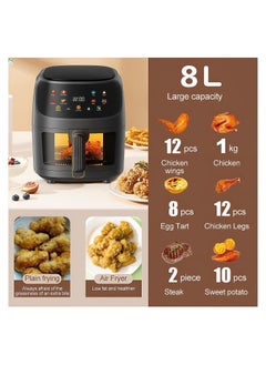 SILVER CREST Multifunctional Air Fryer 8 Liter 2400W Extra Large Capacity Digital Touch Control Panel 8 Different Menu with Temperature Adjustable Instant Pot  - Image 2
