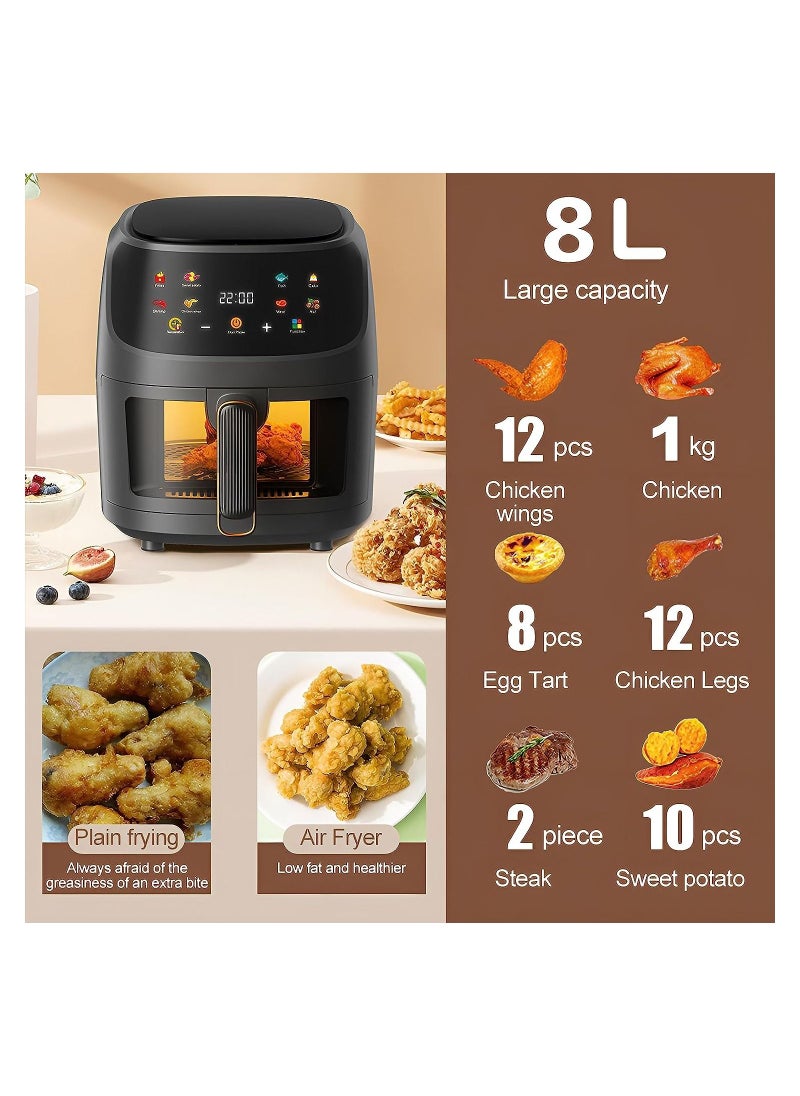 SILVER CREST - Multifunctional Air Fryer 8 Liter 2400W Extra Large Capacity Digital Touch Control Panel 8 Different Menu with Temperature Adjustable Instant Pot - Image 1