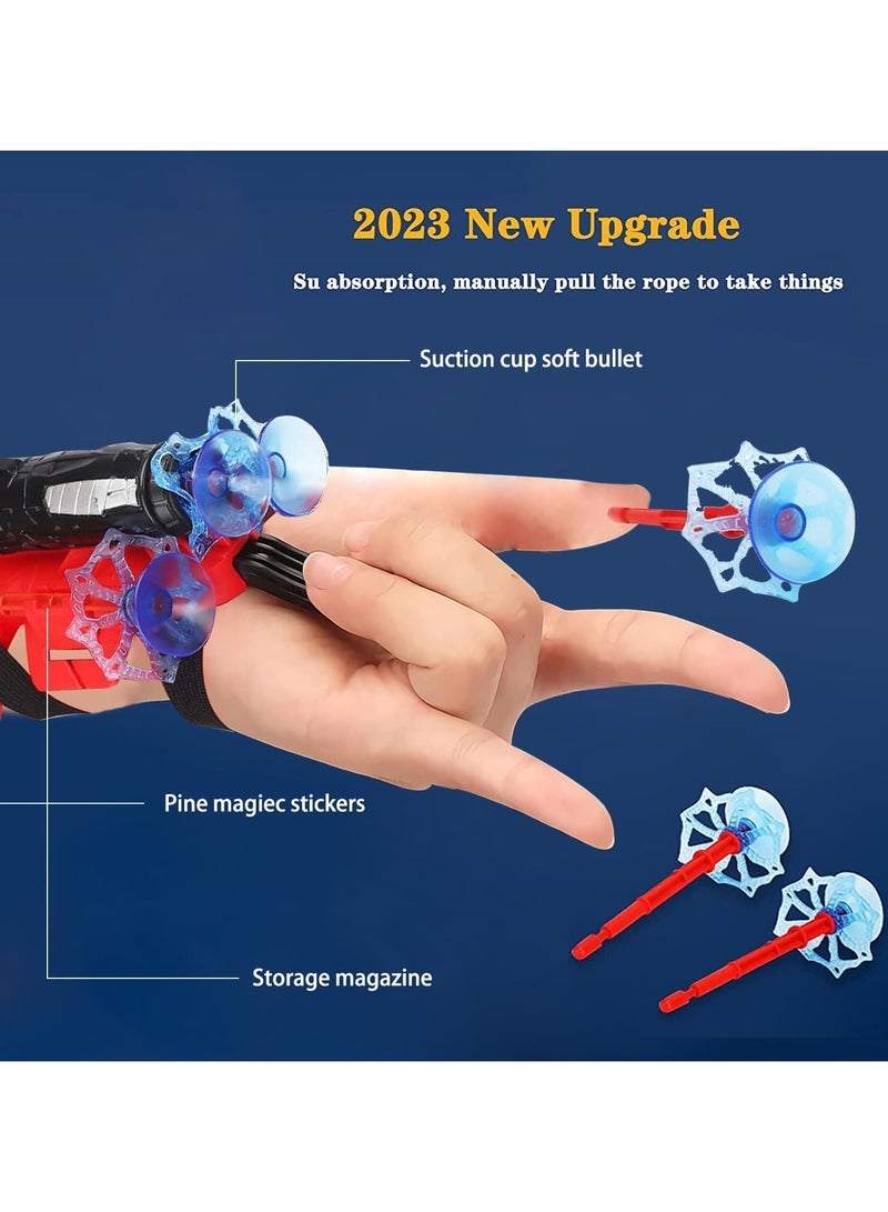 Launcher Gloves for Spiderman, Hero Launcher Wrist Toy Set, Super Hero Web Shooter for Kids, Spider Launcher Wrist Toys Costume Cosplay Hero Props Gift