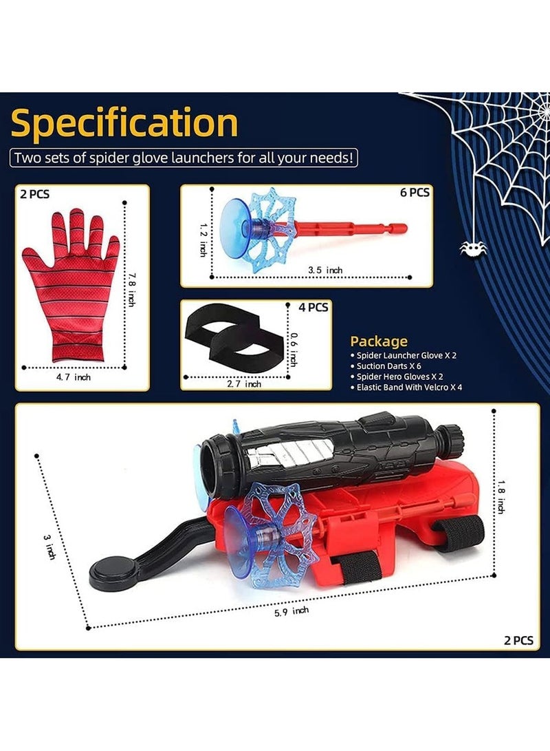 Launcher Gloves for Spiderman, Hero Launcher Wrist Toy Set, Super Hero Web Shooter for Kids, Spider Launcher Wrist Toys Costume Cosplay Hero Props Gift