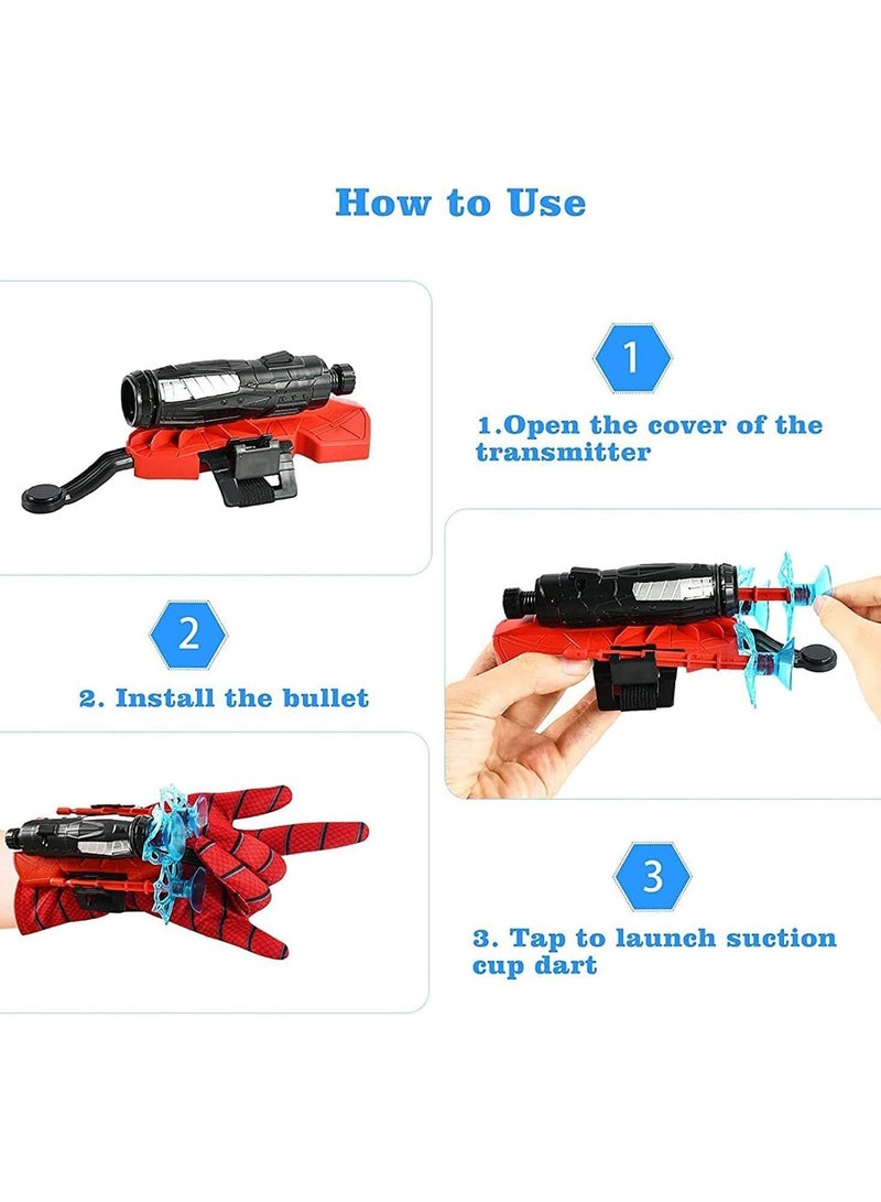 Launcher Gloves for Spiderman, Hero Launcher Wrist Toy Set, Super Hero Web Shooter for Kids, Spider Launcher Wrist Toys Costume Cosplay Hero Props Gift