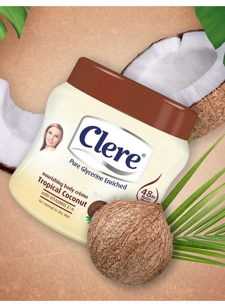 CLERE Tropical Coconut Body Creme White 500ml - Image 1