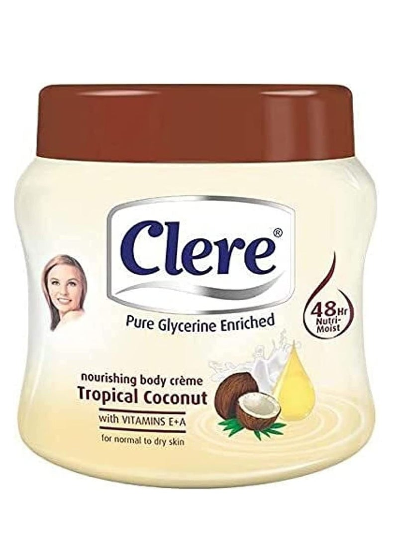 CLERE Tropical Coconut Body Creme White 500ml - Image 2