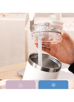 TYCOM Flip Straw Tumbler with Leakproof Lid 30 oz Built In Straw Handle Cupholder Compatible for Travel Insulated Stainless Steel Cup Top Handle Pink.  - Image 5
