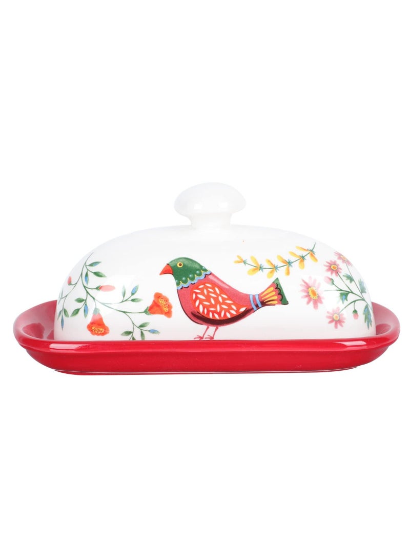 الأزرق جي دبليو البوهيمي نمط خمر الجبن حاوية زبدة صينية مرسومة باليد السيراميك مع غطاء زبدة صينية صينية زبدة صينية النمط الأوروبي يستخدم رف زبدة صينية لتخزين الزبدة البيضاء , مناسبة لأنّ مطبخ , جدّا مناسبة لأنّ أسرة مطبخ - Image 1