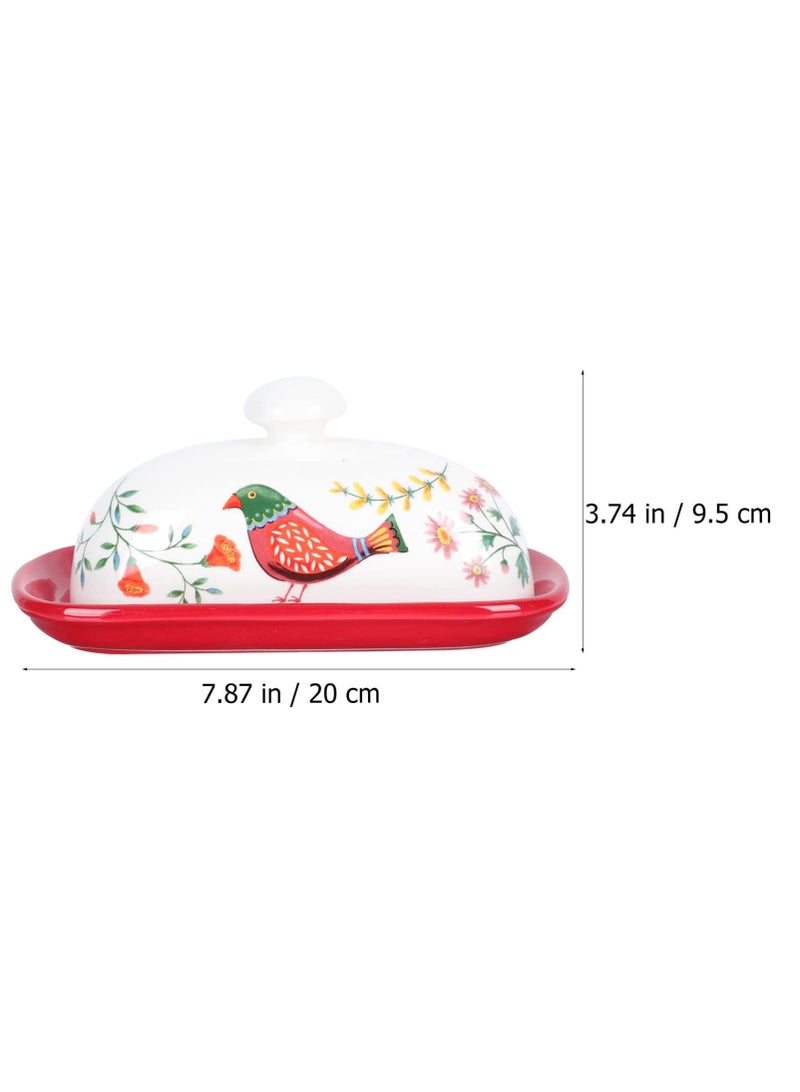 الأزرق جي دبليو البوهيمي نمط خمر الجبن حاوية زبدة صينية مرسومة باليد السيراميك مع غطاء زبدة صينية صينية زبدة صينية النمط الأوروبي يستخدم رف زبدة صينية لتخزين الزبدة البيضاء , مناسبة لأنّ مطبخ , جدّا مناسبة لأنّ أسرة مطبخ - Image 2