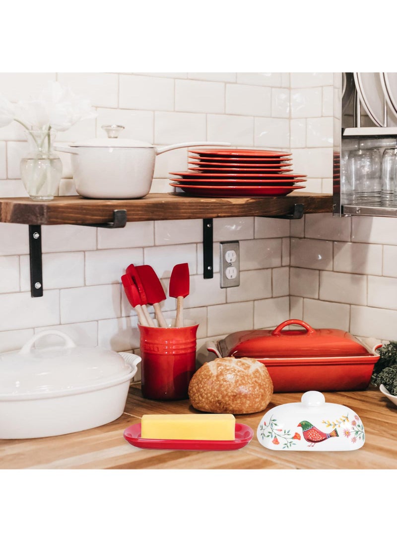 الأزرق جي دبليو البوهيمي نمط خمر الجبن حاوية زبدة صينية مرسومة باليد السيراميك مع غطاء زبدة صينية صينية زبدة صينية النمط الأوروبي يستخدم رف زبدة صينية لتخزين الزبدة البيضاء , مناسبة لأنّ مطبخ , جدّا مناسبة لأنّ أسرة مطبخ - Image 5