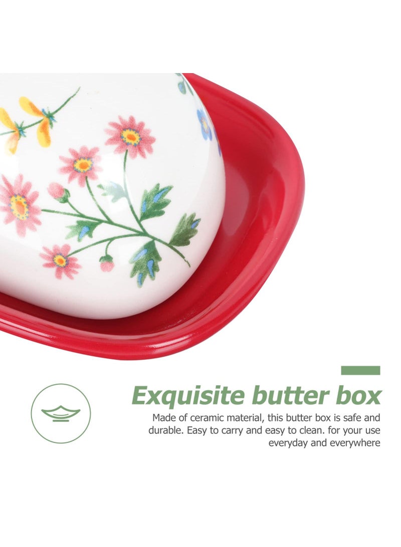 الأزرق جي دبليو البوهيمي نمط خمر الجبن حاوية زبدة صينية مرسومة باليد السيراميك مع غطاء زبدة صينية صينية زبدة صينية النمط الأوروبي يستخدم رف زبدة صينية لتخزين الزبدة البيضاء , مناسبة لأنّ مطبخ , جدّا مناسبة لأنّ أسرة مطبخ - Image 3