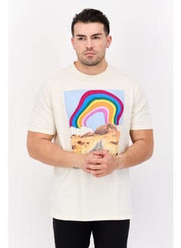 Wrangler Men Crew Neck Short Sleeve Graphic T Shirt, Beige Combo  - Image 1