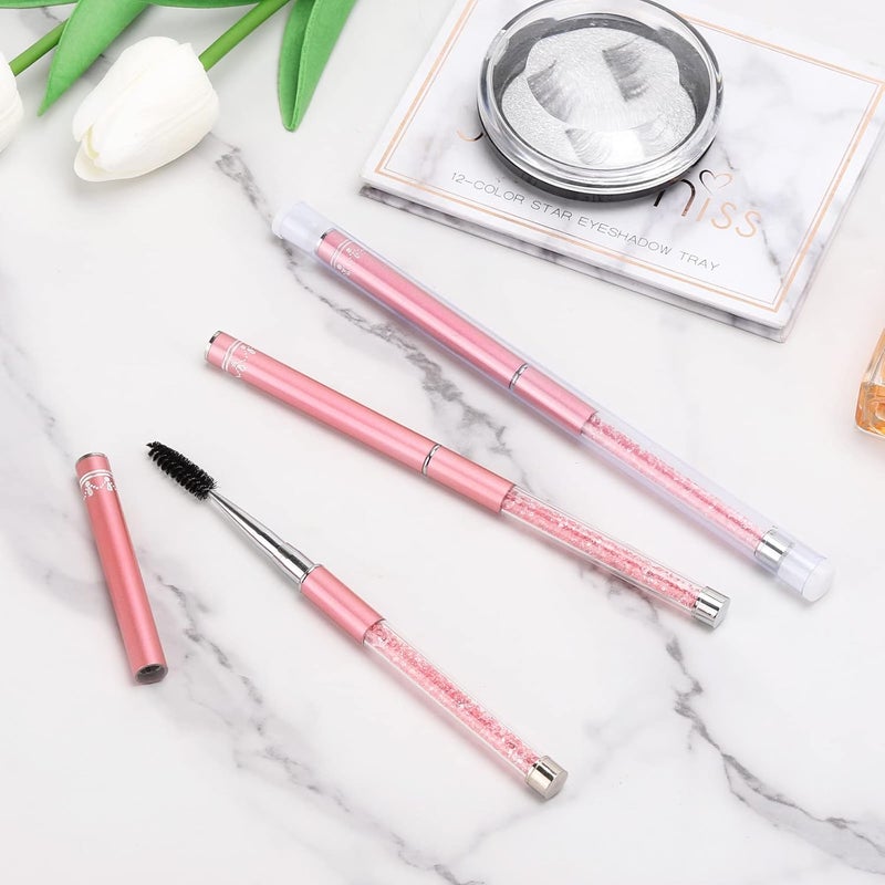 Tbestmax 3 Pcs Spoolies Mascara Wands Eyelash Brushes Eye Brow Brush Applicator with Cap for Travel Pink - Image 5