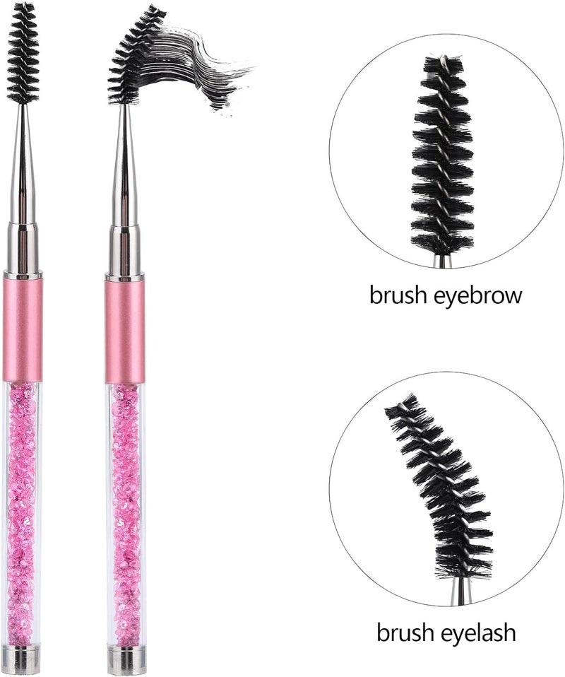 Tbestmax 3 Pcs Spoolies Mascara Wands Eyelash Brushes Eye Brow Brush Applicator with Cap for Travel Pink - Image 3