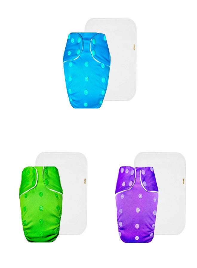 Dumbledo Premium Cloth Diaper with Cotton Insert (Pack of 3) | Hypoallergenic | Breathable | Easy to Clean | Trusted by Moms | 3 Months - 3 Years | Unisex Baby