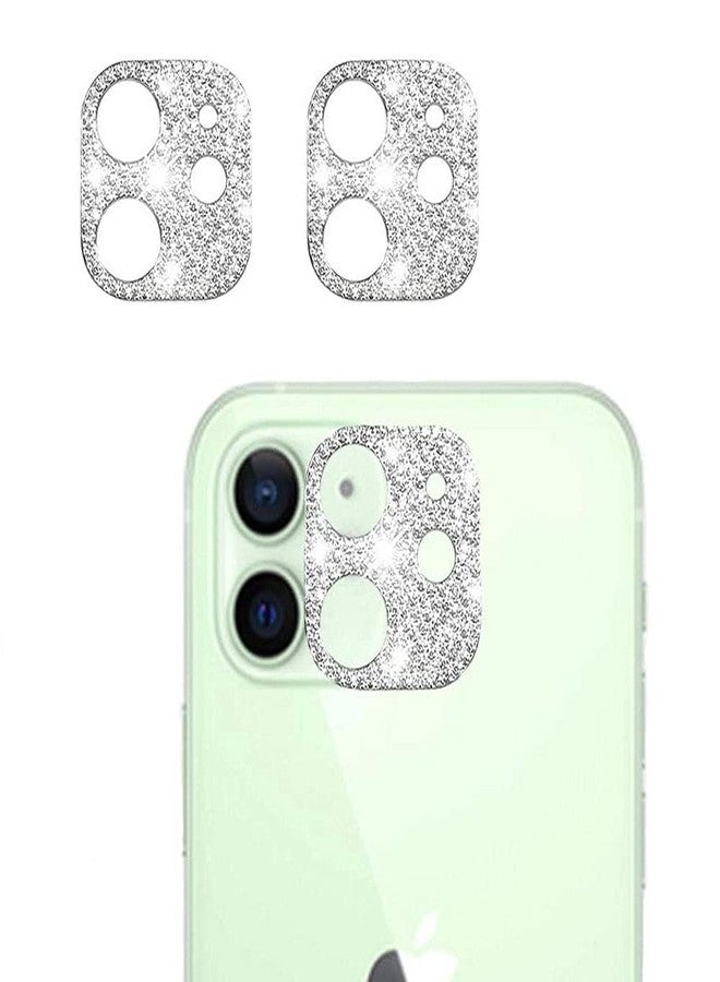 LNtech [2 Pack] Bling Crystal Camera Lens Protector for iPhone 11/iPhone 12 mini, Glitter Diamond Rear Camera Cover 3D Bling Diamond Lens Cover(iPhone 11/12 mini-Silver) - Image 1