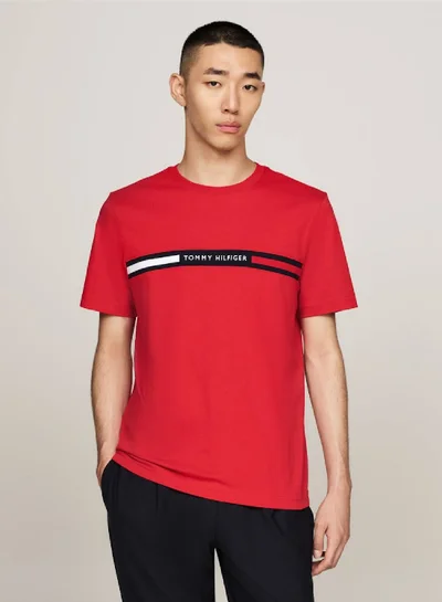 TOMMY HILFIGER Crew Neck Logo Panel T-Shirt