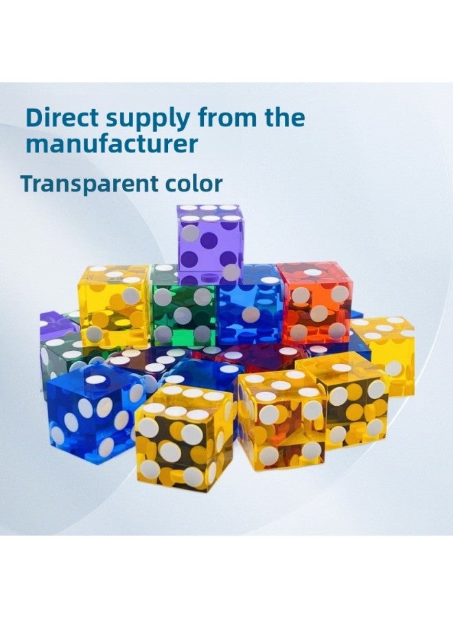 Factory Wholesale 19MM Precision Acrylic Transparent Points Dice Casino Right Angle Bet Color Printable Logo