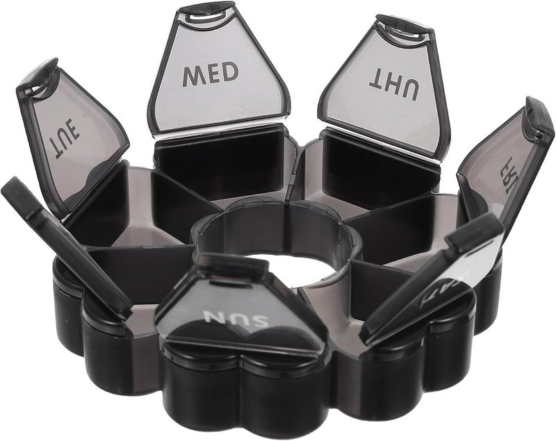 Beavorty 7-Day Weekly Medicine Organizer Pill Box with Lid 7 Compartments Portable Plastic Pill Case for Travel and Home Storage for Supplements and Medication - Image 1