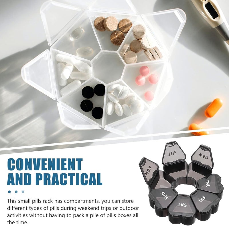 Beavorty 7-Day Weekly Medicine Organizer Pill Box with Lid 7 Compartments Portable Plastic Pill Case for Travel and Home Storage for Supplements and Medication - Image 3
