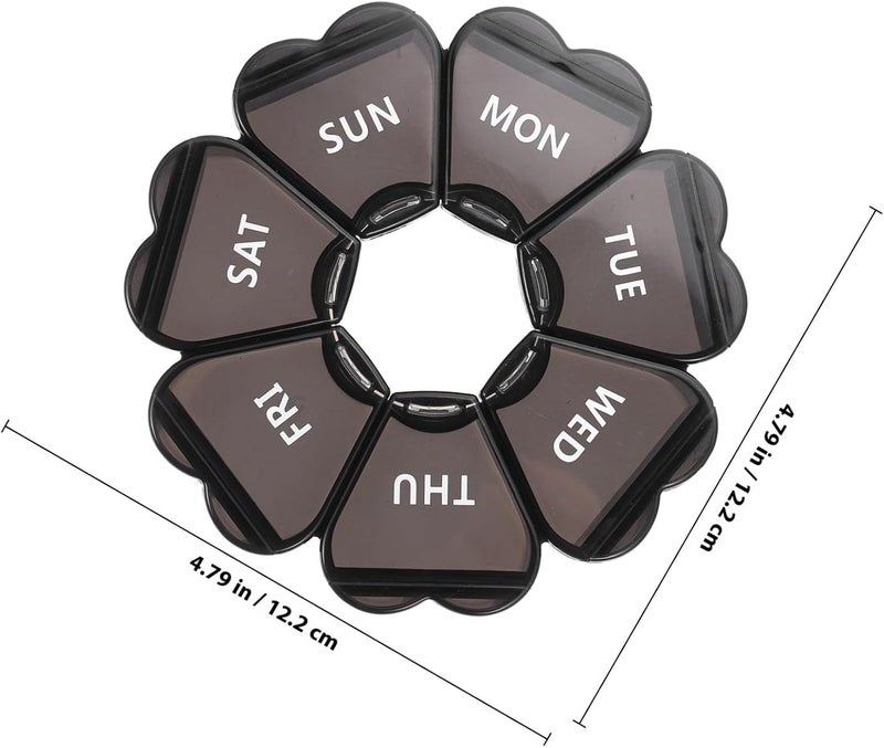 Beavorty 7-Day Weekly Medicine Organizer Pill Box with Lid 7 Compartments Portable Plastic Pill Case for Travel and Home Storage for Supplements and Medication - Image 2