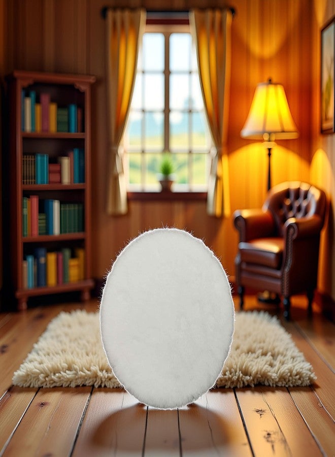 Qintreesify White Round Dollhouse Carpet, Dollhouse Miniature Carpet, Fluffy Mini Rug, Doll House Rug, Lightweight Decor for 1/12, 1/8, 1/6 (4.33x 4.33inch) - Image 3