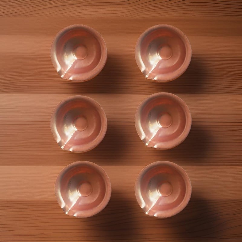Salvus APP SOLUTIONS Traditional Round Shape Copper DeepakDiya vilakku for Pooja HomeOffice Decor Gift Showpiece Set of 6 Brown_1 Inch - Image 4