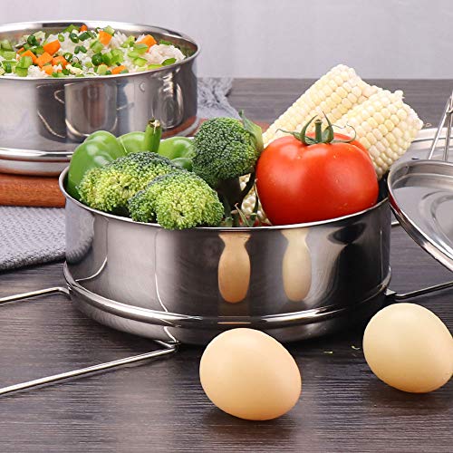 Caitang Stackable Steamer Insert Pans- Instant Pot Accessories 6 Qt-2 Silicone handle & Interchangeable Lids–Pressure Cooker Accessories- Pot in Pot for Baking,Lasagna,food steamer,Reheat Multiple Dishes - Image 3