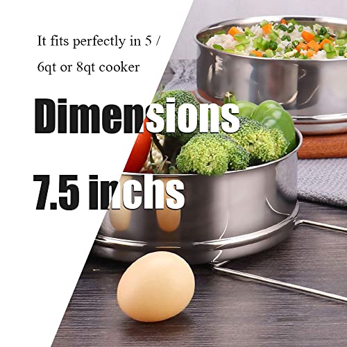 Caitang Stackable Steamer Insert Pans- Instant Pot Accessories 6 Qt-2 Silicone handle & Interchangeable Lids–Pressure Cooker Accessories- Pot in Pot for Baking,Lasagna,food steamer,Reheat Multiple Dishes - Image 2
