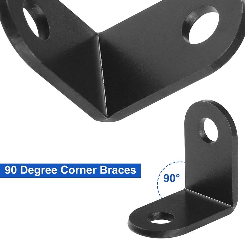 HNBun 100 Pack Black L Brackets for Wood, 1x1 Inch (26mm) Heavy Duty Corner Braces, 90 Degree Metal Joint Fastener for Shelf Reinforcement & Furniture Repair, 6mm Countersunk Holes, Matte Black - Image 3