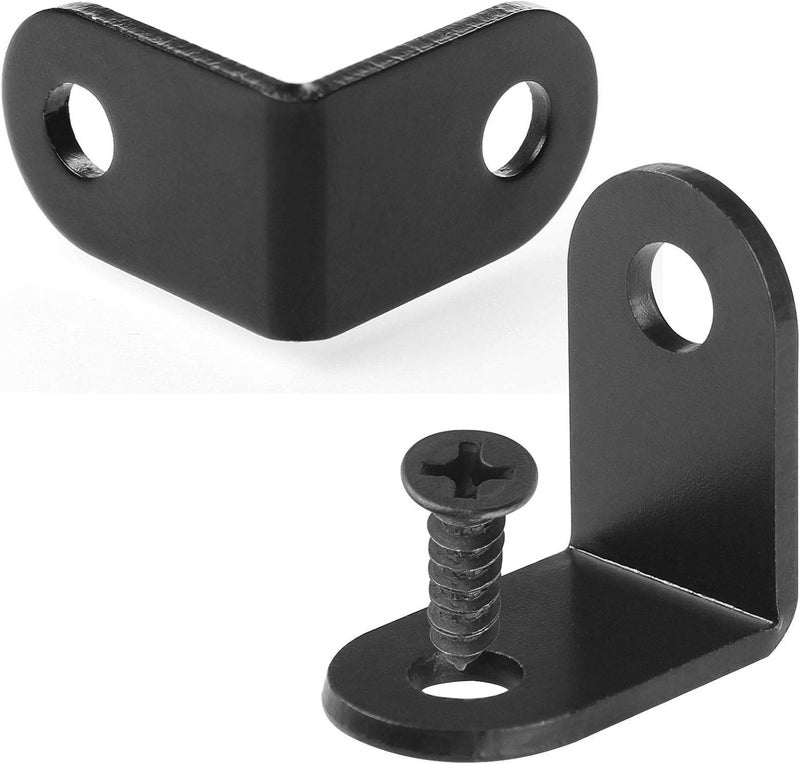 HNBun 100 Pack Black L Brackets for Wood, 1x1 Inch (26mm) Heavy Duty Corner Braces, 90 Degree Metal Joint Fastener for Shelf Reinforcement & Furniture Repair, 6mm Countersunk Holes, Matte Black - Image 4
