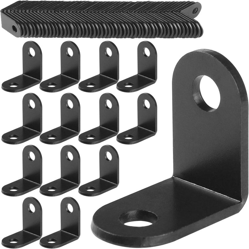 HNBun 100 Pack Black L Brackets for Wood, 1x1 Inch (26mm) Heavy Duty Corner Braces, 90 Degree Metal Joint Fastener for Shelf Reinforcement & Furniture Repair, 6mm Countersunk Holes, Matte Black - Image 1