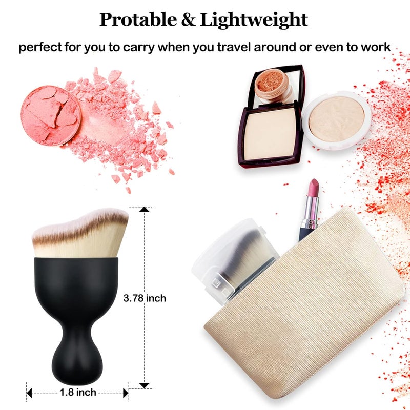 Falliny Foundation Makeup Brush, Flat Kabuki Travel Foundation Brush for Blending Liquid, Cream or Flawless Powder Cosmetics, Portable Face & Body Makeup Brush - Image 5