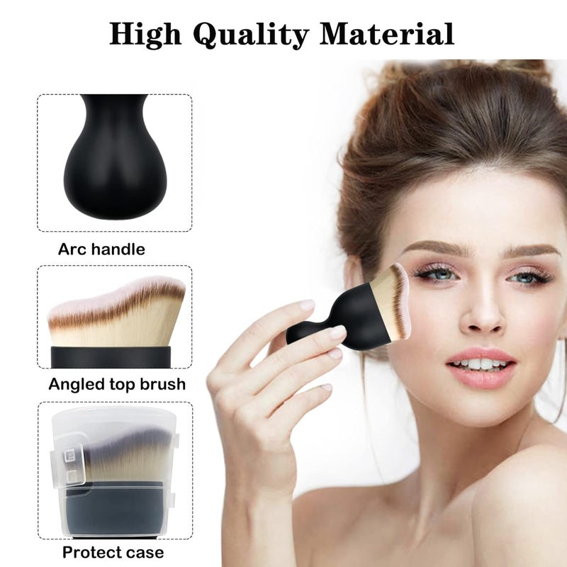 Falliny Foundation Makeup Brush, Flat Kabuki Travel Foundation Brush for Blending Liquid, Cream or Flawless Powder Cosmetics, Portable Face & Body Makeup Brush - Image 3