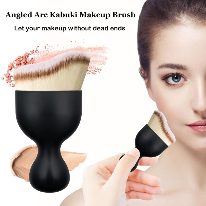 Falliny Foundation Makeup Brush, Flat Kabuki Travel Foundation Brush for Blending Liquid, Cream or Flawless Powder Cosmetics, Portable Face & Body Makeup Brush - Image 2
