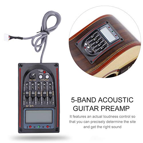 Dilwe Guitar Pickup, 5-Band Preamp EQ LC-5 Equalizer Tuner Piezo Pickup for Acoustic Guitars - Image 3