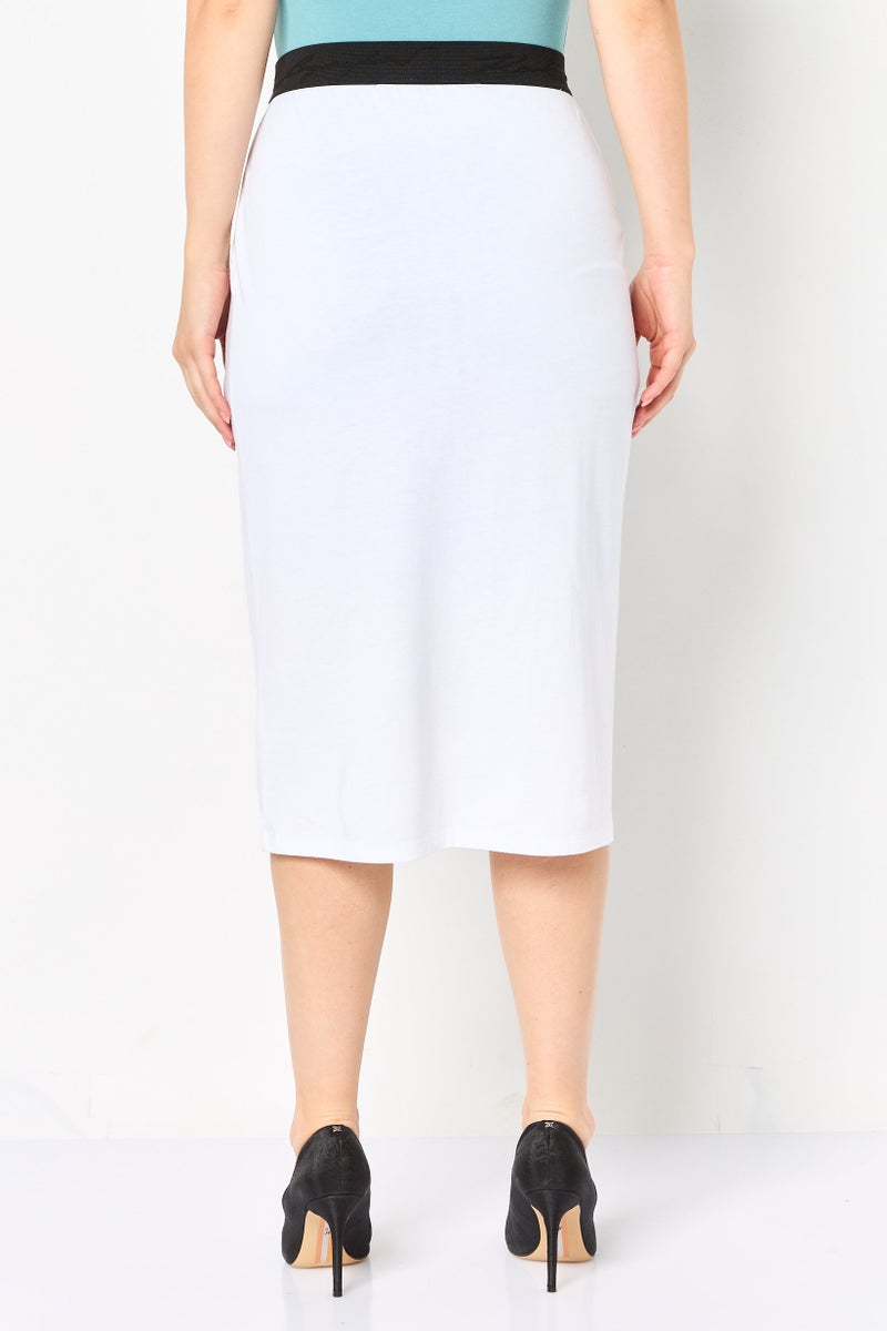 Karl Lagerfeld Women Plain Midi Skirt, White - Image 4