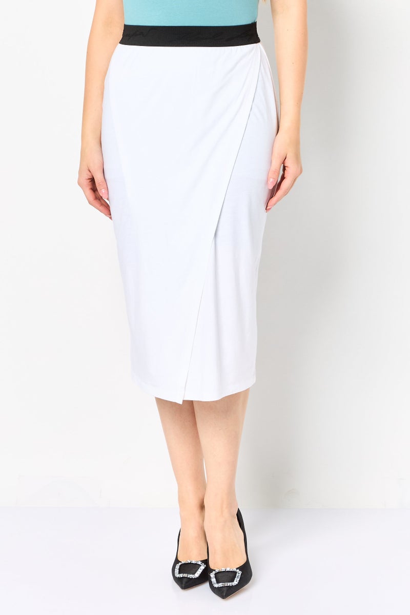 Karl Lagerfeld Women Plain Midi Skirt, White - Image 1