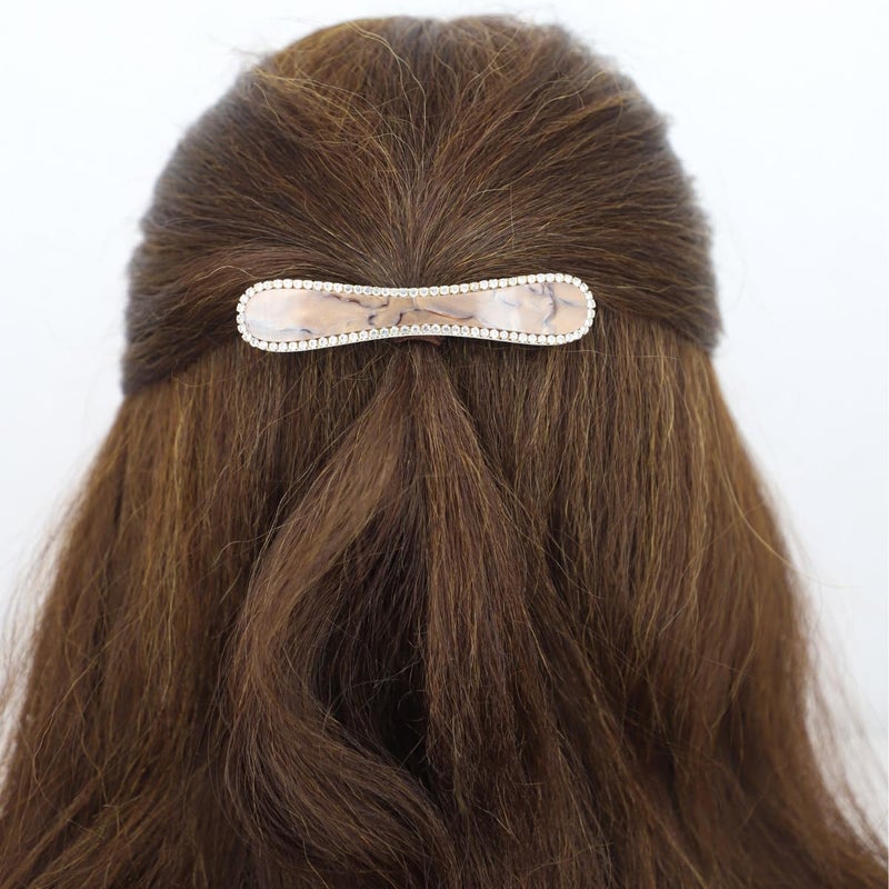 JWELLA Marble Finish Hair Clips with Rhinestone Accents, Set of 3, Elegant (Desing-5) - Image 3