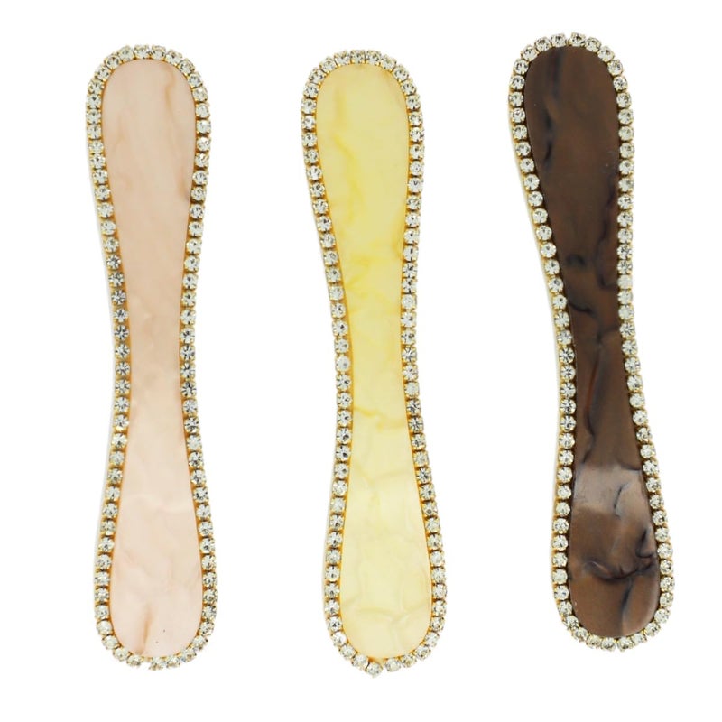 JWELLA Marble Finish Hair Clips with Rhinestone Accents, Set of 3, Elegant (Desing-5) - Image 1