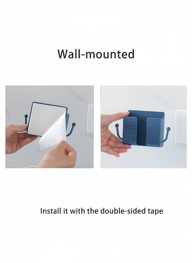 Peachjoy 4pcs Wall Mount Phone Holder Adhesive Wall Phone Mount Charging Stand and Remote Control Stand Multipurpose Socket Pocket Universal Deck Storage Box for Bedroom, Kitchen, Bathroom, Office  - Image 3
