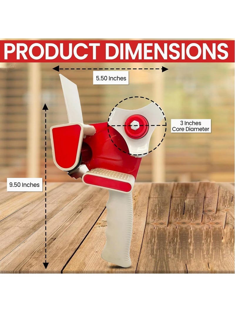 Rubik Packing Tape Dispenser with 150 Yards x 5 cm Clear Tape Roll, Hand-Held Industrial Side Loading Tape Dispenser for Commercial Packaging, Shipping, Moving, Carton and Box Sealing - Red - Image 5