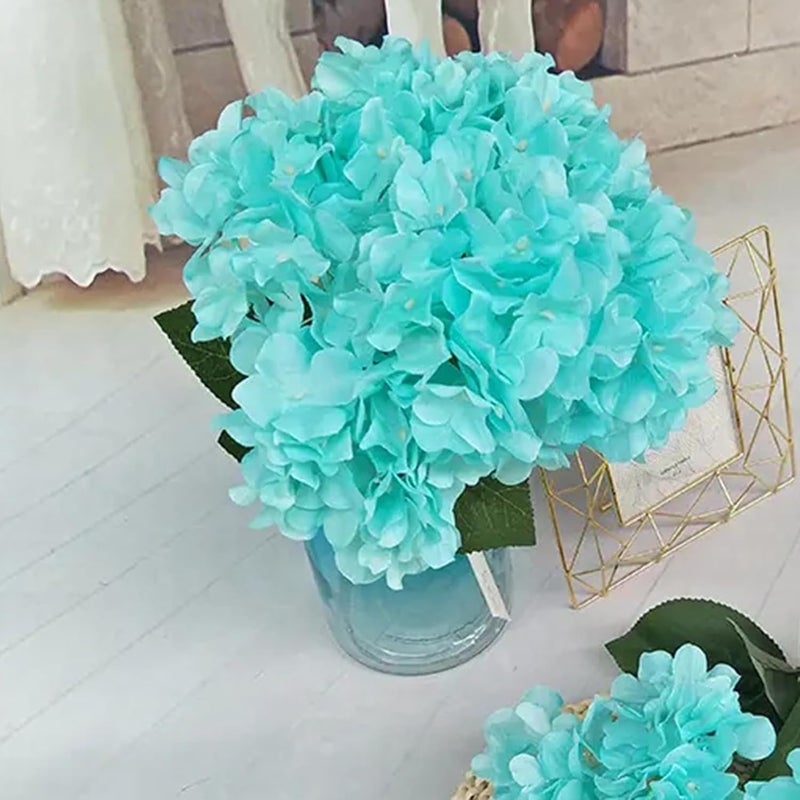 FagusHome Silk Hydrangea Heads 36 Pcs Artificial Flowers Heads and 3 Dozens Stems Fake Hydrangea Flowers with Stems for Home Wedding Decor (Fluorescence Blue) - Image 4