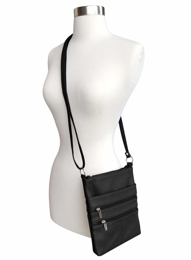 Roma Leathers Mini Body Purse - Five Compartments, Adjustable Strap - Black (RM011-BLK) - Image 5