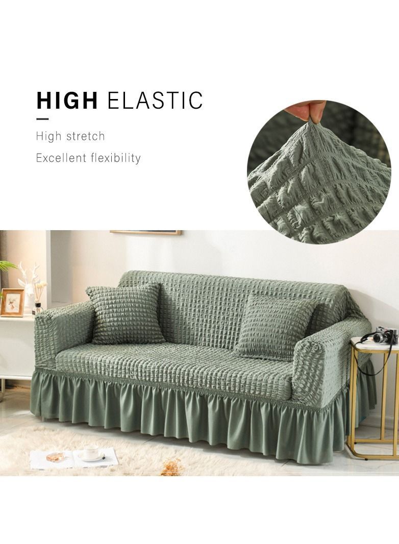 Universal High Elastic Sofa Slipcover with Skirt Washable 3 seaters Couch Cover - Image 5