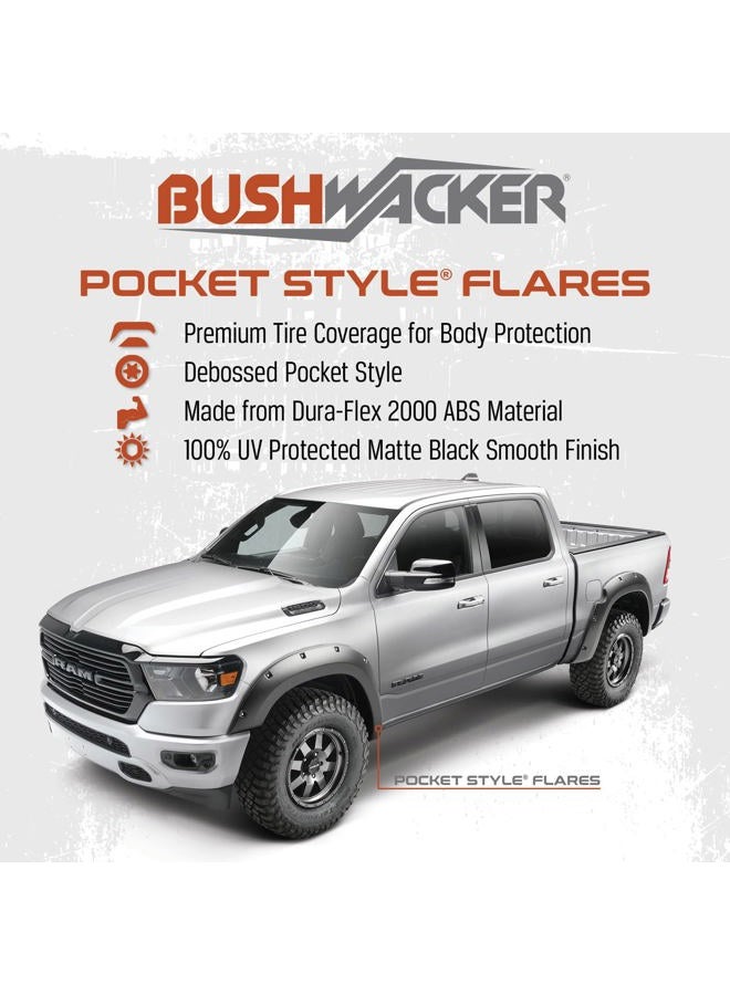 Bushwacker Pocket/Rivet Style Front & Rear Fender Flares | 4-Piece Set, Black, Smooth Finish | 40957-02 | Fits 2014-2018 Chevrolet Silverado 1500/2500 HD/3500 HD (Excludes Dually) - Image 3