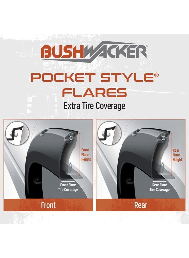 Bushwacker Pocket/Rivet Style Front & Rear Fender Flares | 4-Piece Set, Black, Smooth Finish | 40957-02 | Fits 2014-2018 Chevrolet Silverado 1500/2500 HD/3500 HD (Excludes Dually) - Image 5