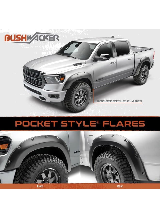 Bushwacker Pocket/Rivet Style Front & Rear Fender Flares | 4-Piece Set, Black, Smooth Finish | 40957-02 | Fits 2014-2018 Chevrolet Silverado 1500/2500 HD/3500 HD (Excludes Dually) - Image 2