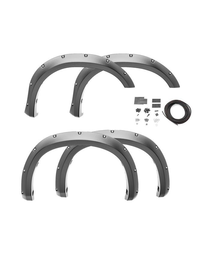 Bushwacker Pocket/Rivet Style Front & Rear Fender Flares | 4-Piece Set, Black, Smooth Finish | 40957-02 | Fits 2014-2018 Chevrolet Silverado 1500/2500 HD/3500 HD (Excludes Dually) - Image 1