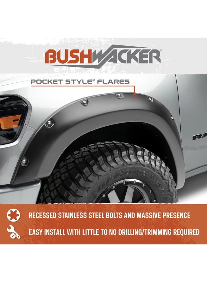 Bushwacker Pocket/Rivet Style Front & Rear Fender Flares | 4-Piece Set, Black, Smooth Finish | 40957-02 | Fits 2014-2018 Chevrolet Silverado 1500/2500 HD/3500 HD (Excludes Dually) - Image 4