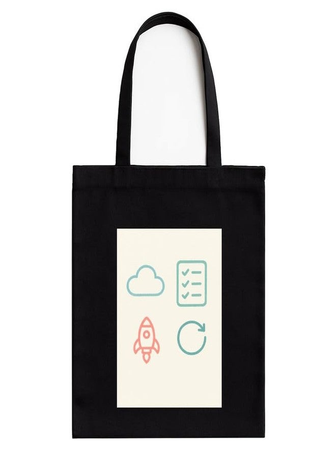 حقيبة ميغروك "حلم، خطة، تنفيذ، تكرار، نجاح" مقاس 16×14 بوصة مع جيب مطبوع بحجم A4 | حقيبة عمل تحفيزية، إغلاق بسحاب وقابلة لإعادة الاستخدام - Image 1